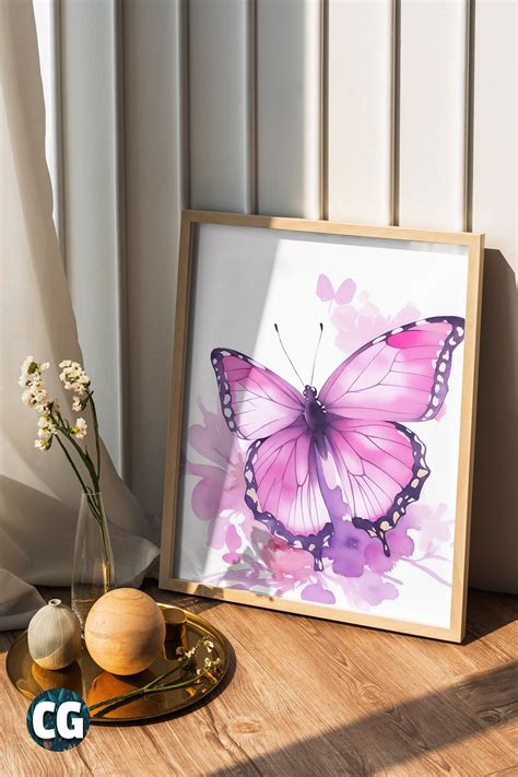 Watercolor Pink Butterfly Wall Art Print Pink Nature Art - Etsy