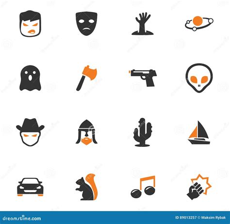 Genres of cinema icons set stock illustration. Illustration of documentary - 89013257