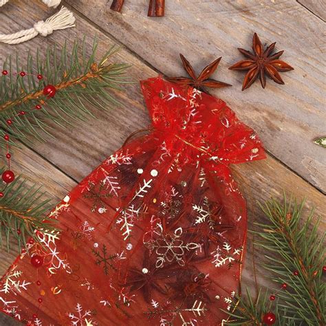 10 pcs Organza bags 8 x 10 cm - Christmas (3,15 x 3,94 inch) - Saketos bags & pouches online shop