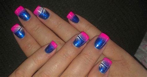 Hot pink and blue nails | My nail art | Pinterest | Blue nails