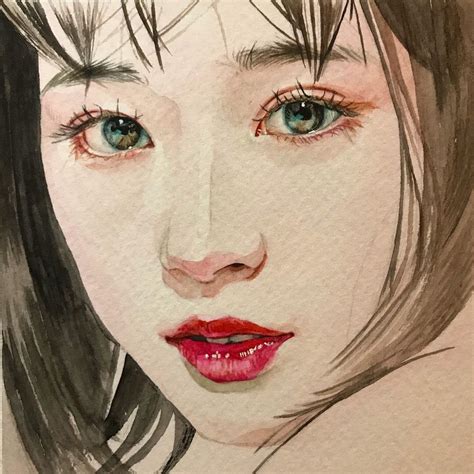 Reina Yamada Watercolor Face, Watercolor Portrait Painting, Water Painting, Portrait Drawing ...