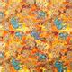 Tela naranja fuego con elefantes azules y ornamentos Quilting Treasures Fabric by Japanese Indie ...