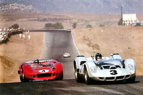 Just A Car Guy: Can-Am 1965. Riverside. Bruce McLaren is about to pass Graham Hill