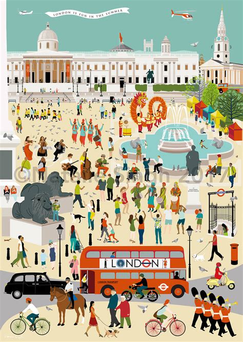 Out And About In London Trafalgar Square Art Print By Natalie Singh