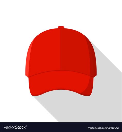 Red front baseball cap icon flat style Royalty Free Vector