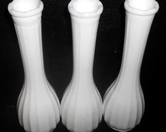 Milk Glass Vases Two White Milk Glass Vases. Cottage Chic Tall