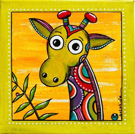 Tableau de "Lao" la girafe au long cou colorée | Girafe dessin, Projets créatifs pour enfants ...