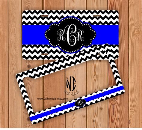 Black and White Chevron License Plate or Frame Monogrammed - Etsy