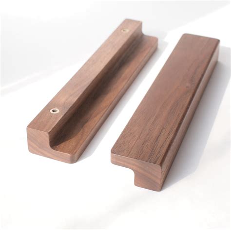 Solid wood drawer pulls, wooden cabinet handles, wood cabinet pulls, (mod. 13, long length ...