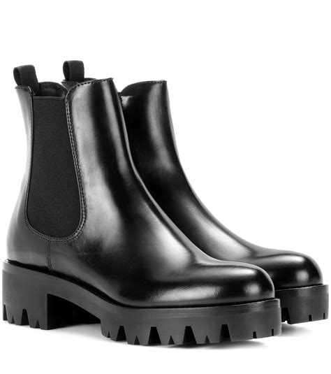 Prada Leather Chelsea Boots in Black - Lyst
