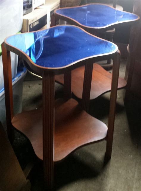 BLUE GLASS ART DECO TABLES VINTAGE RARE ANTIQUE END TABLES COFFEE TABLES | Antique end tables ...
