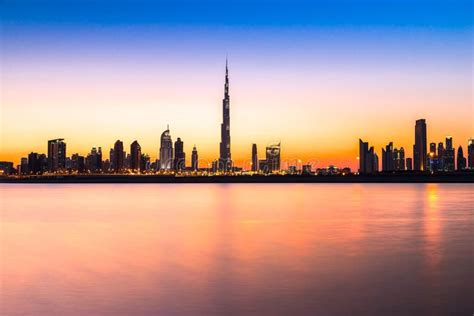 Dubai skyline at dusk, UAE. Dubai skyline at dusk create incredible ...