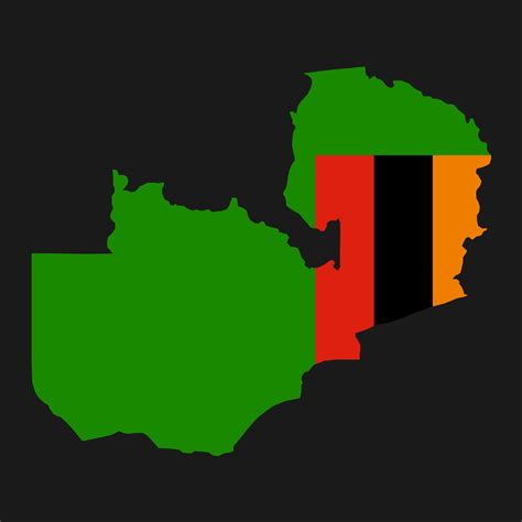 Zambia map silhouette with flag on black background 3330839 Vector Art ...