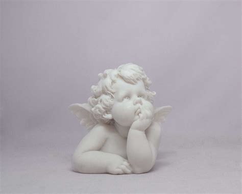 Little Angel thinking statue made of Alabaster - eStatueShop