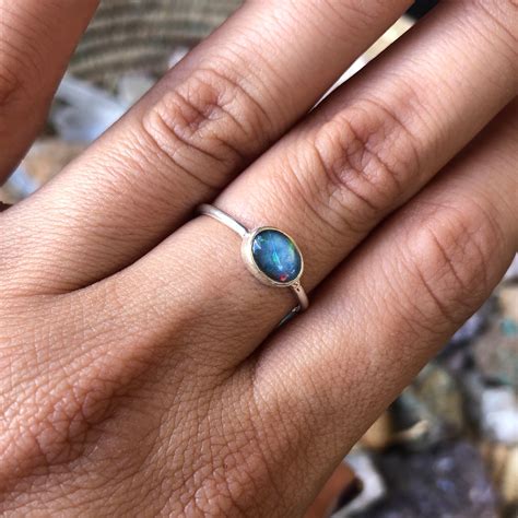 Ethiopian Opal Sterling Silver Ring | Etsy