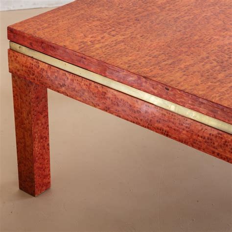 Italian Coffee Table with Brass Inlay in the Style of Aldo Tura For Sale at 1stDibs