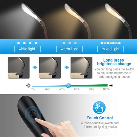 SOLMORE 7 LED Reading Lights Book Light 3 Lighting Modes Eye-Care Lamp ...
