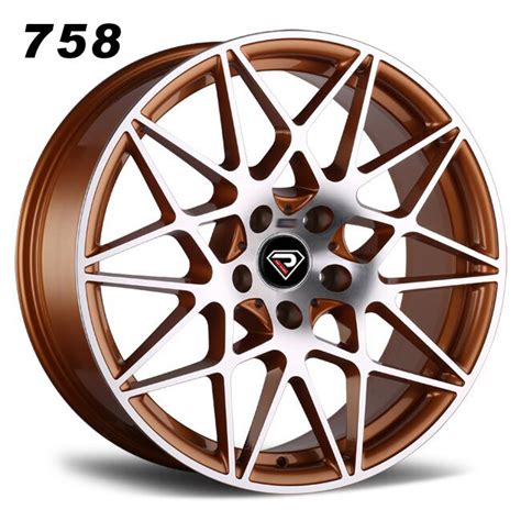 Wheelshome Rep 758 BMW M4 GTS Mesh Spokes Gold Polished Replica Wheel ...