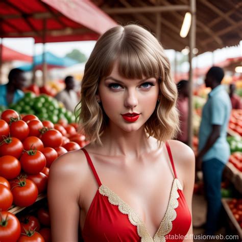 Taylor Swift in African Market with Tomatoes | Stable Diffusion Online
