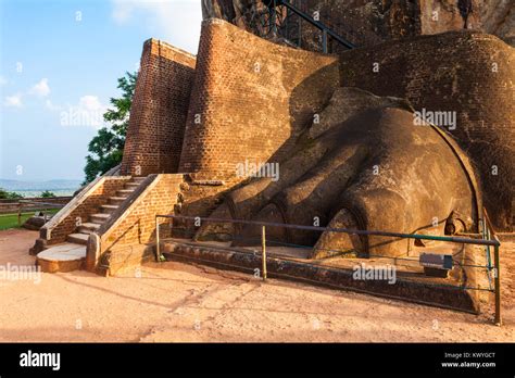 Lion's Paw at the Sigiriya Rock near Dambulla in Sri Lanka. Sigiriya is ...