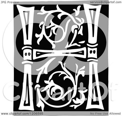 Clipart of a Vintage Black and White Monogram Letter H - Royalty Free ...