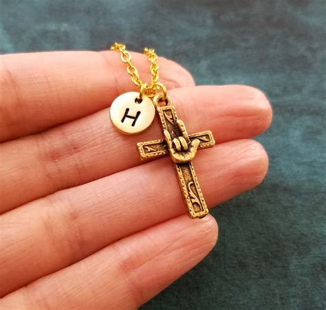 Cross Necklace Love Cross Charm Necklace Cross Jewelry I Love | Etsy