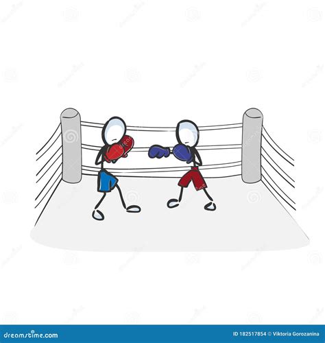 Boxing Championship. Combat Sports. Fight on the Ring. Hand Drawn ...