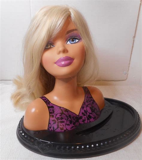 Mattel 2004 Barbie 9 1/4" T Styling Hair Head Blonde Pink Top Black ...