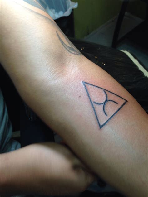 The triangle means the holy trinity, trust love & harmony. The symbol ...