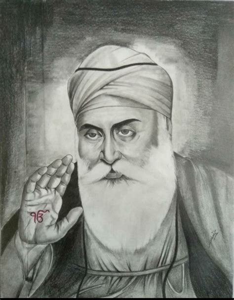 Great Pencil Sketch Of Guru Nanak Dev Ji - Desi Painters