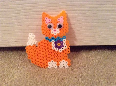 Orange kitty cat | Perler beads, Melty bead patterns, Perler bead patterns