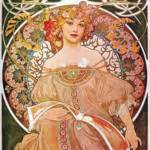 Alphonse Mucha La Plume Zodiac Art Nouveau Vintage by Masterpieces Of Art