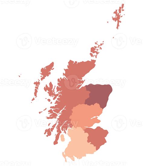 Scotland map. Map of Scotland divided into five main regions 35525260 PNG