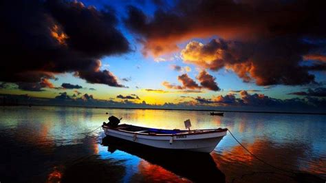 Boat And Sunset On Beach Wallpapers HD / Desktop and Mobile Backgrounds