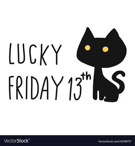 Lucky friday 13th black cat cartoon Royalty Free Vector