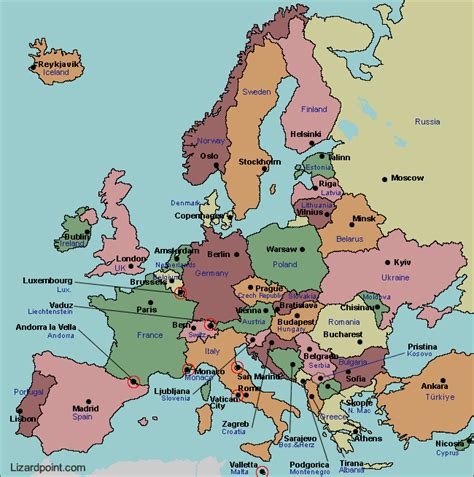 Map Europe Countries And Capitals - Lynda Ronalda