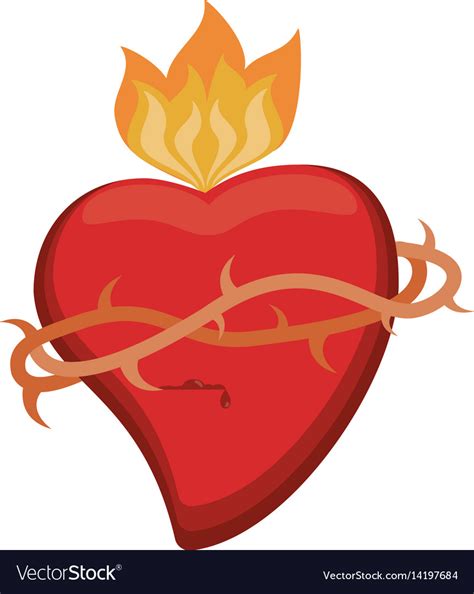 Sacred heart crown flame Royalty Free Vector Image