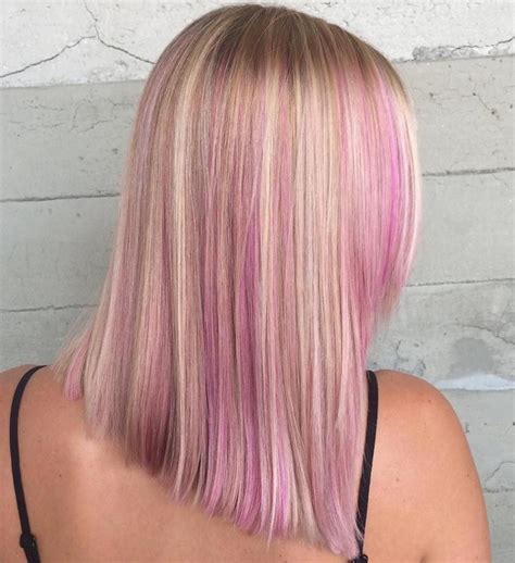 straight blonde hair with pink highlights Blonde Hair With Pink Highlights, Rosa Highlights ...