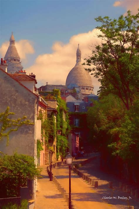 Digital Pastel Drawing of a Street in Montmartre – Charles W. Bailey, Jr., Digital Artist