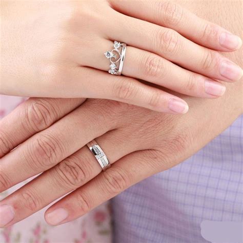 2 Anillos De Compromiso De Pareja De 925 Plata Ajustable. Meses sin ...