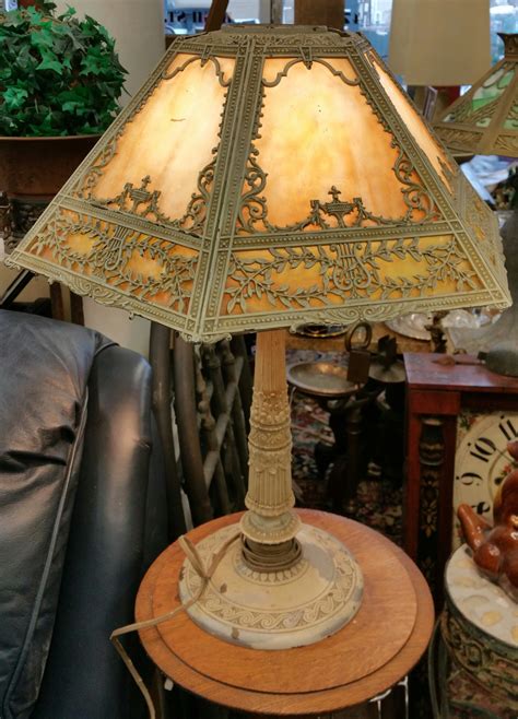Antique Miller lamp Company Slag Glass table lamp