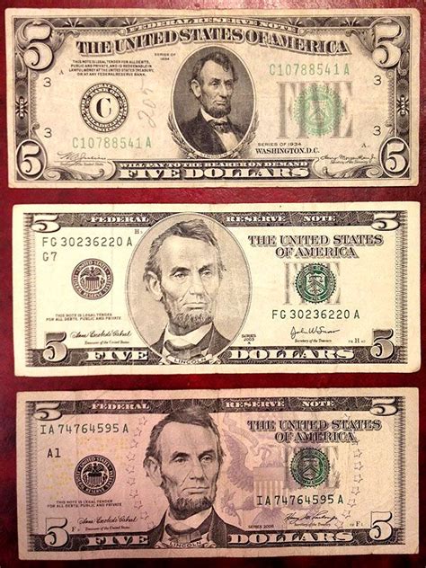 Abraham Lincoln 5 Dollar Bill Portrait