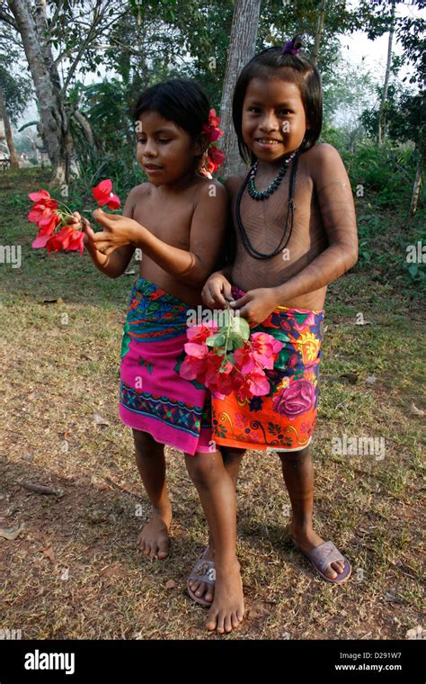 Panama, Embera Indigenous Girls In The Darien Stock Photo, Royalty Free ...