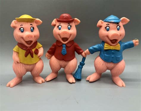 Vintage THREE LITTLE PIGS Set, Solid PVC Figures - by HG Toys 1988 ...