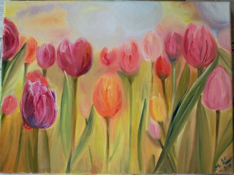 Oil painting Tulip / tulip field painting / spring flower | Etsy ...