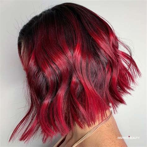 Black Hair with Red Highlights - Inspired Beauty