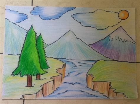 beautiful landscape drawing for beginners - YouTube