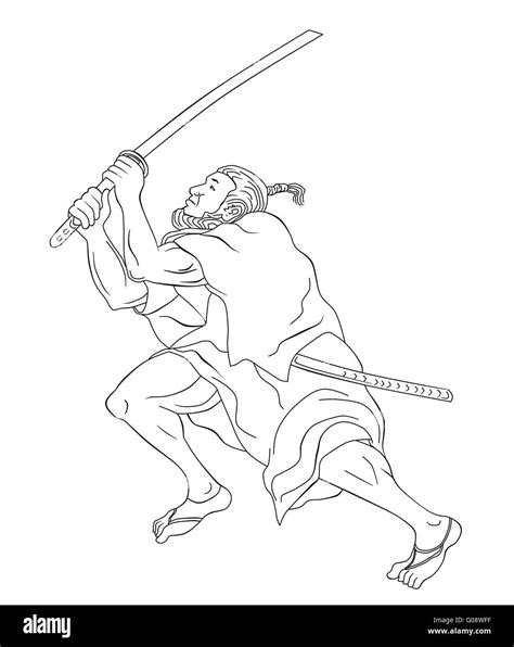 Samurai warrior with katana sword fighting stance Stock Photo - Alamy