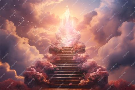 Premium AI Image | Stairway to heaven last journey to afterlife religious concept bible angels ...
