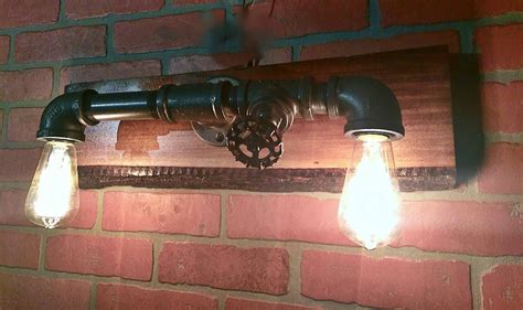 Steamer Light Fixture with Valve on Live Edge Wood by WutNotz on Etsy Pallet Furniture With ...